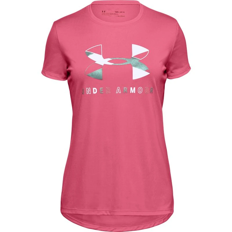 Under Armour Kids' Tech Big Logo T-Shirt Pink Lemonade / White 1 Under Armour Kids' Tech Big Logo T-Shirt Pink Lemonade / White