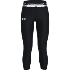 Under Armour Kids' HeatGear® Armour Crop Leggings Black / White