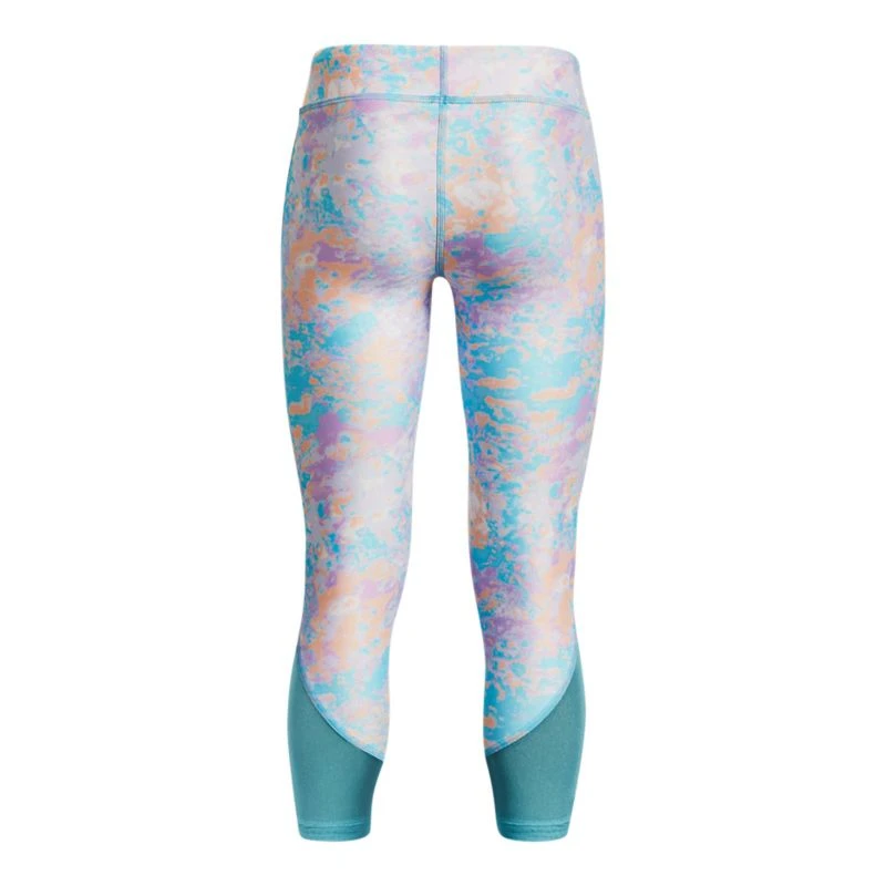 Under Armour Kids' HeatGear® Armour Printed Ankle Crop Leggings Purple Note / Cloudless Sky 2 Under Armour Kids' HeatGear® Armour Printed Ankle Crop Leggings Purple Note / Cloudless Sky - Image 2