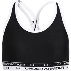 Under Armour Kids' UA Crossback Sports Bra Black / White