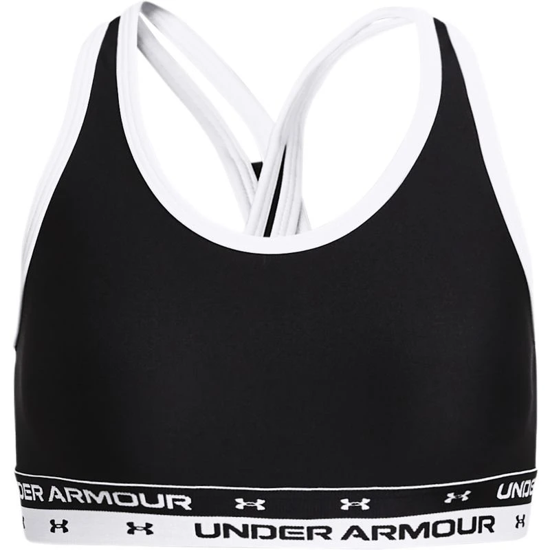 Under Armour Kids' UA Crossback Sports Bra Black / White 1 Under Armour Kids' UA Crossback Sports Bra Black / White