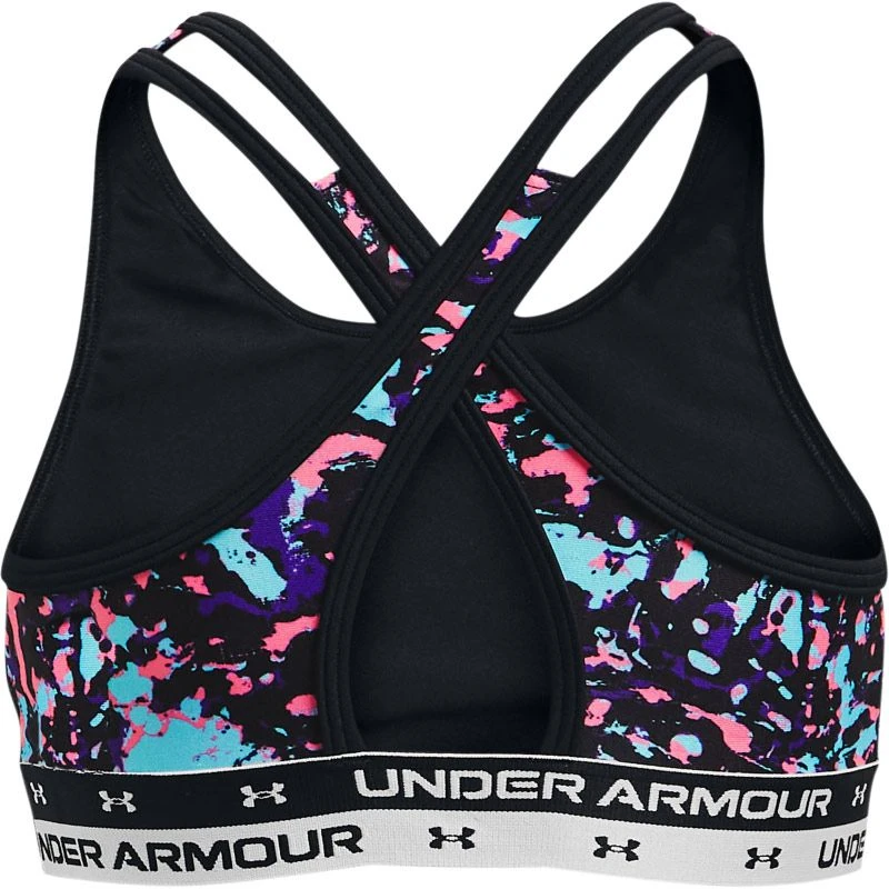 Under Armour Kids' UA Crossback Printed Sports Bra Black / White 2 Under Armour Kids' UA Crossback Printed Sports Bra Black / White - Image 2
